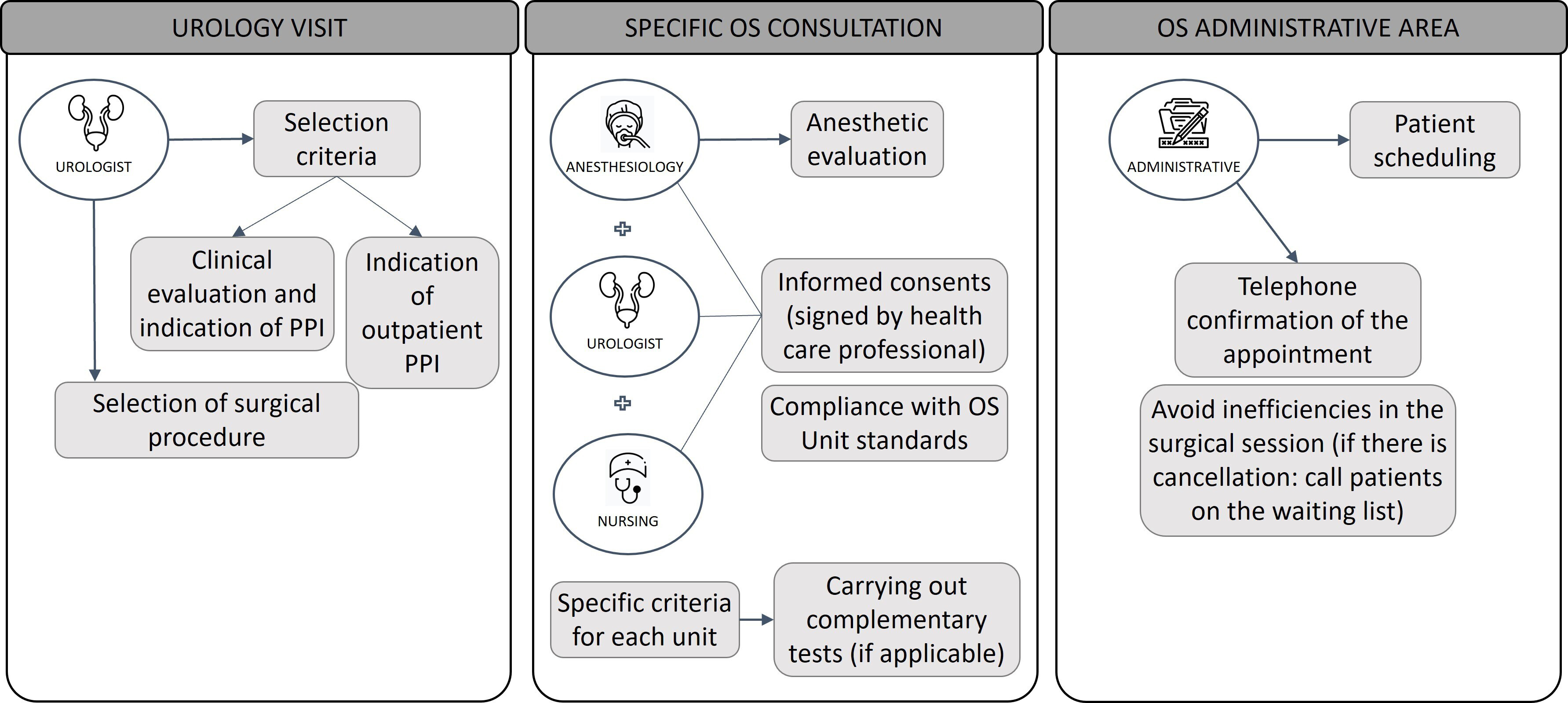 Process map of PP implantation in outpatient surgery in the
presurgical phase. OS: outpatient surgery; PPI: penile prosthesis implantation.